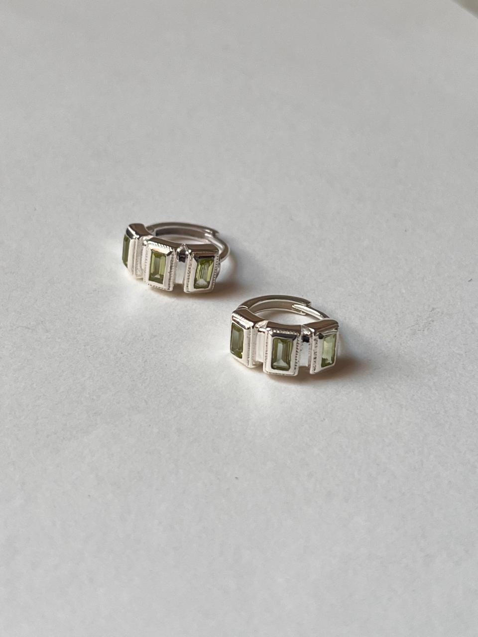 Peridot Huggies 925 Sterling Silver Earrings