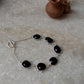 925 silver bracelet with polished black onyx beads  