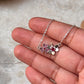 Ruby Lab Grown flowers Bouquet 925 Sterling Silver Necklace
