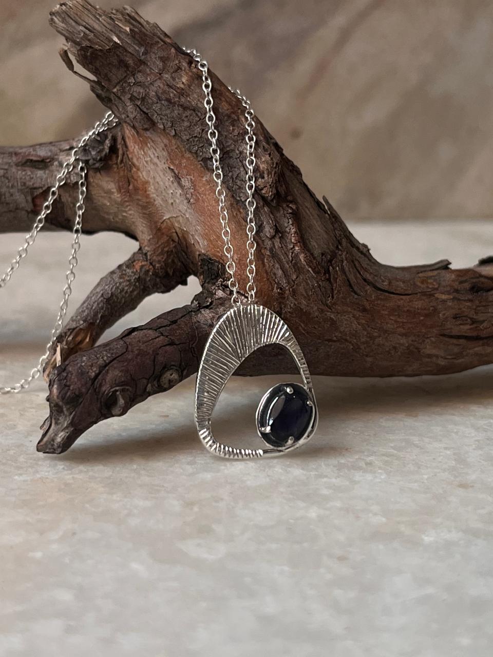 Iolite contemporary handmade 925 Sterling Silver Necklace
