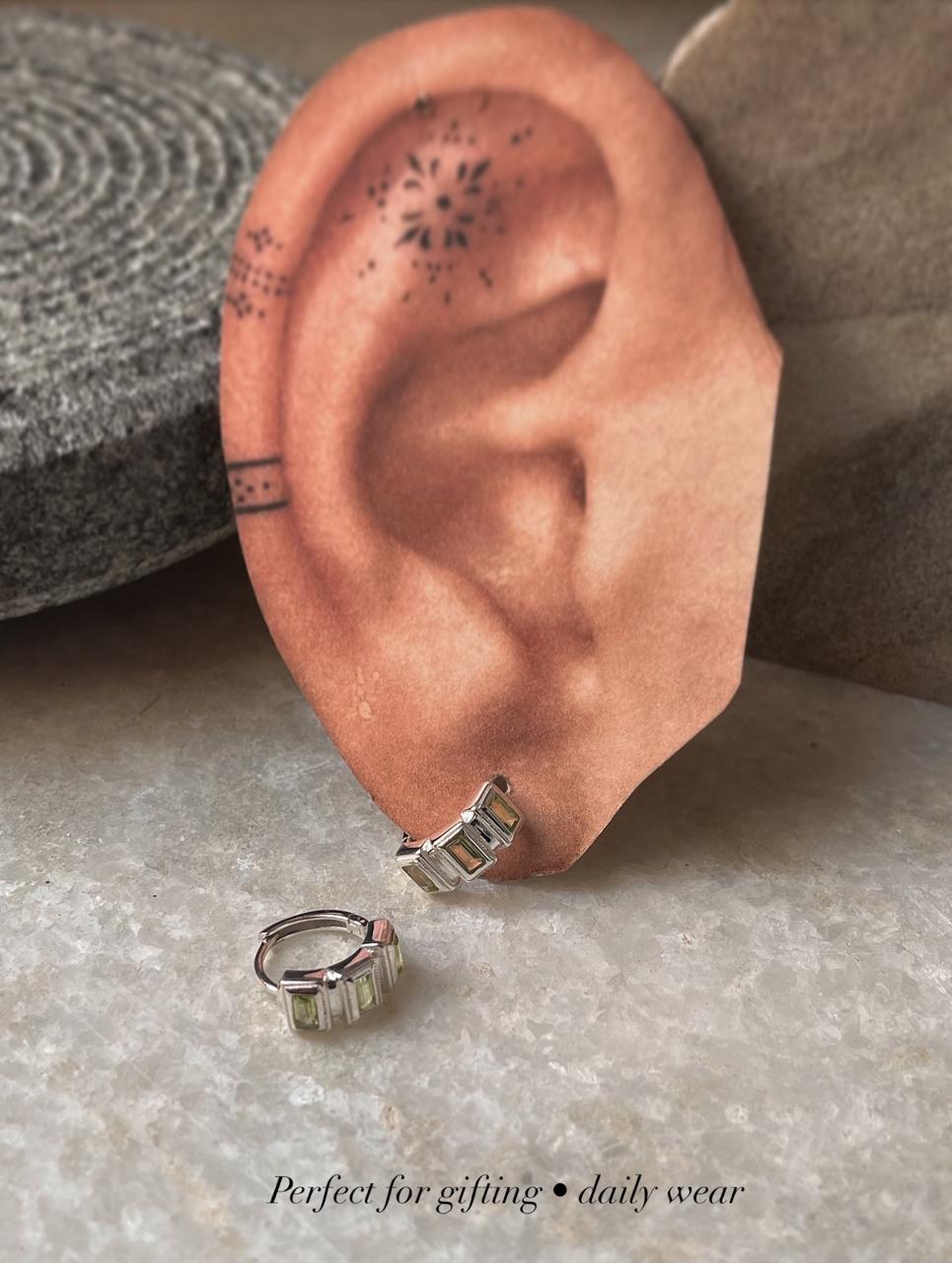 Peridot Huggies 925 Sterling Silver Earrings