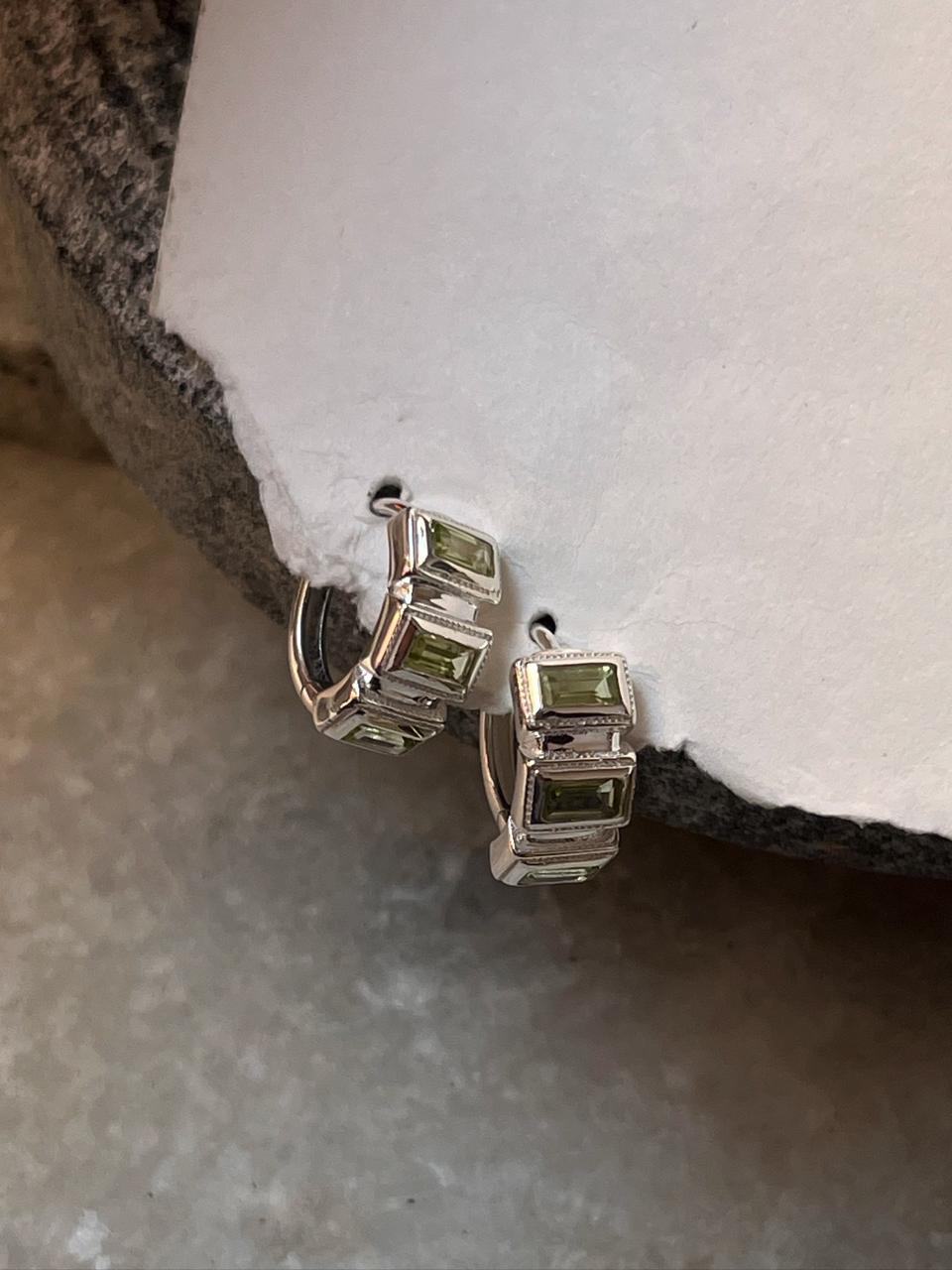 Peridot Huggies 925 Sterling Silver Earrings
