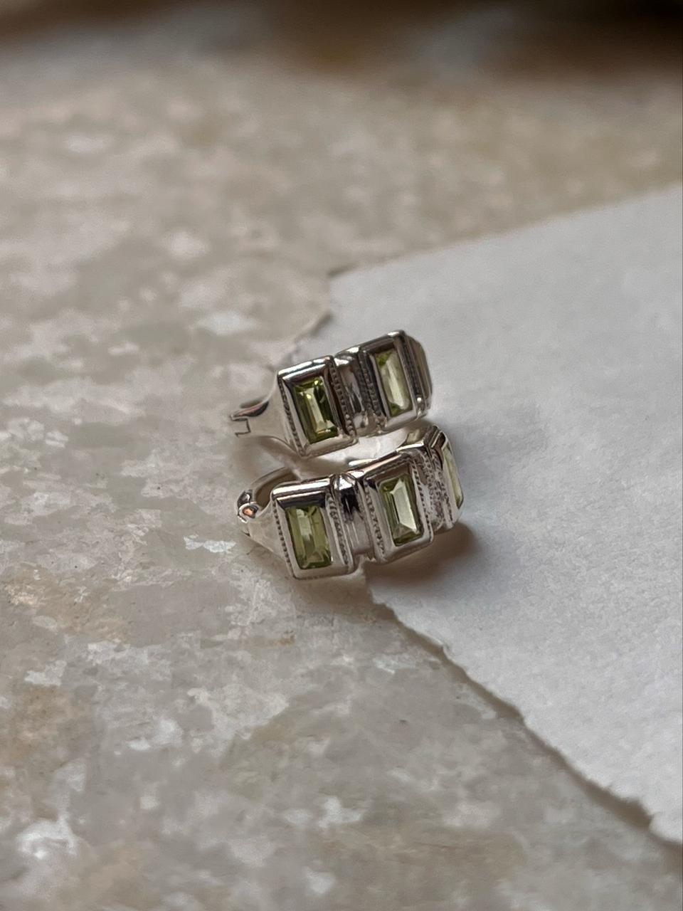 Peridot Huggies 925 Sterling Silver Earrings