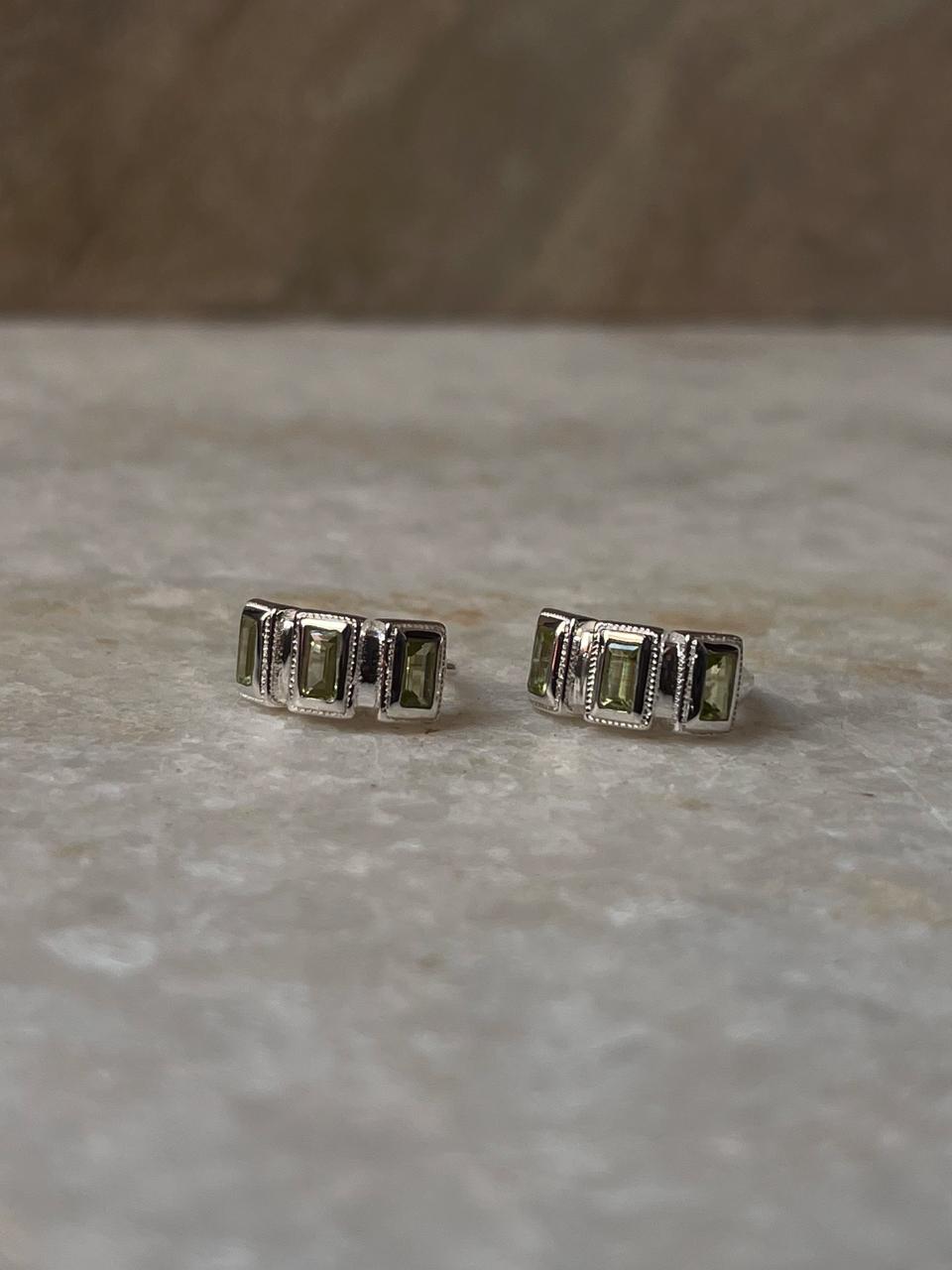Peridot Huggies 925 Sterling Silver Earrings
