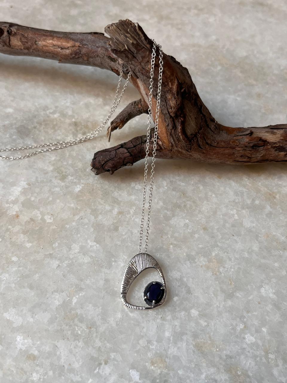 Iolite contemporary handmade 925 Sterling Silver Necklace