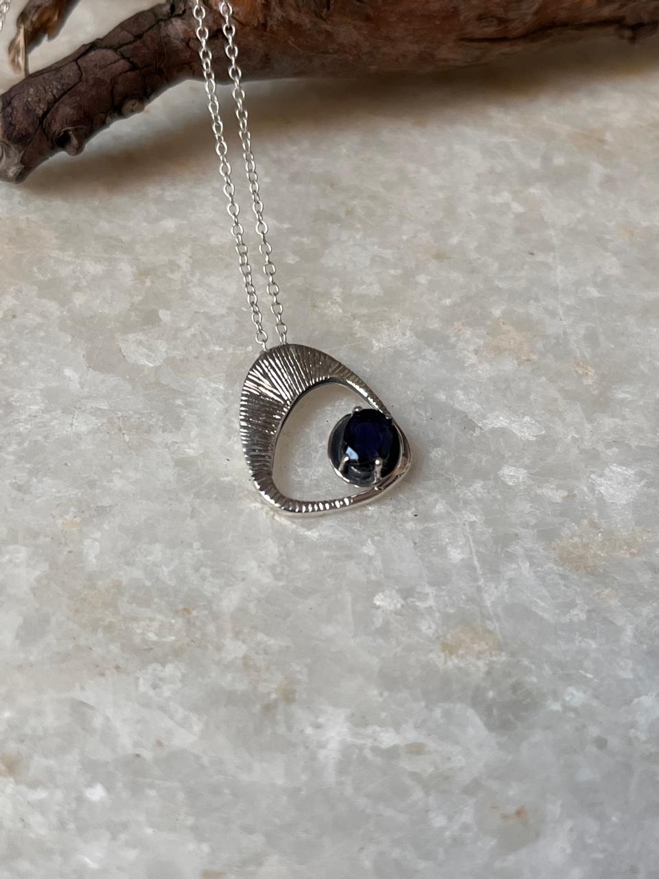 Iolite contemporary handmade 925 Sterling Silver Necklace