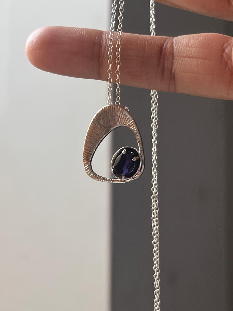 Iolite contemporary handmade 925 Sterling Silver Necklace