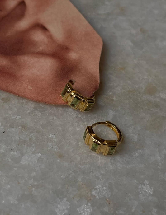 Gold Vermeil Peridot Huggies 925 Sterling Silver Earrings
