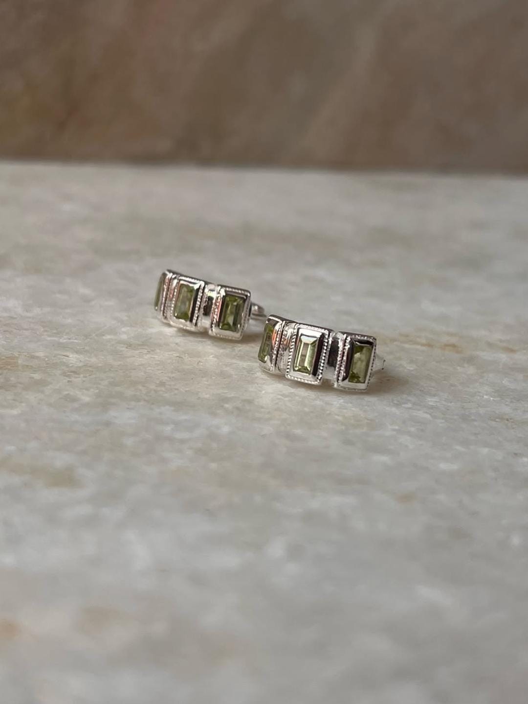 Peridot Huggies 925 Sterling Silver Earrings