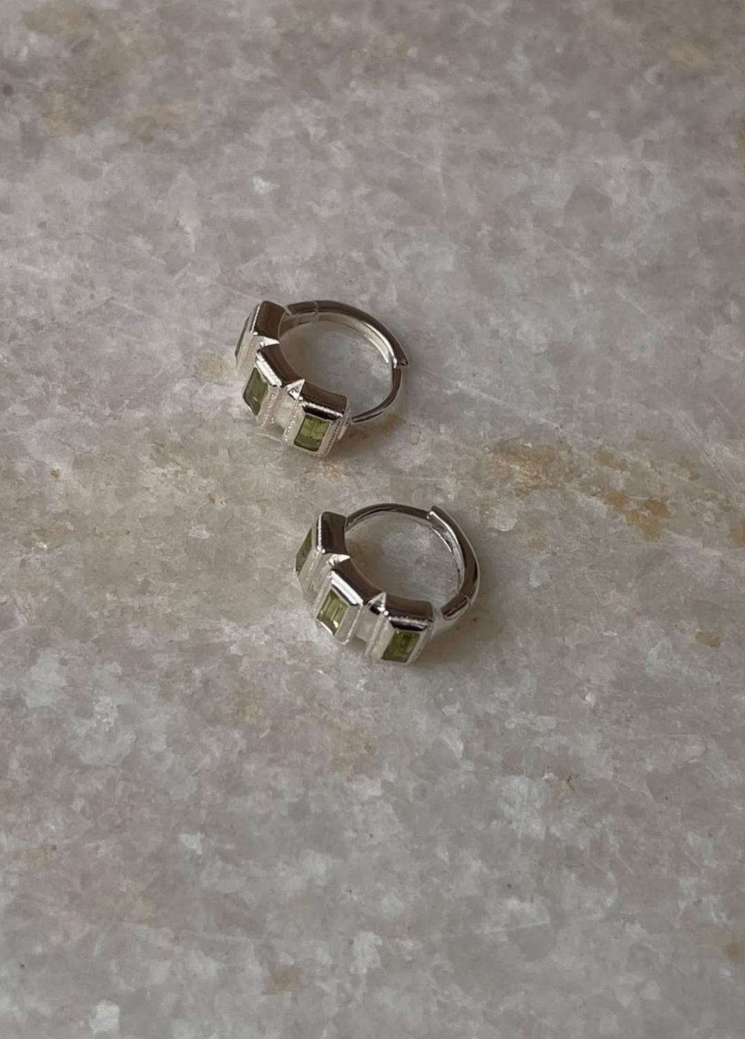 Peridot Huggies 925 Sterling Silver Earrings