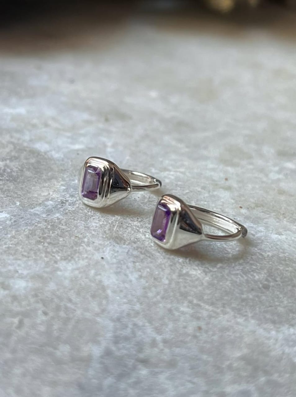 Silver Amethyst Huggies 925 Sterling Silver Earrings