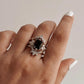 Vintage Black Onyx Stack Set solitare 925 Sterling Silver Ring