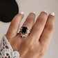Vintage Black Onyx Stack Set solitare 925 Sterling Silver Ring