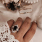 Vintage Black Onyx Stack Set solitare 925 Sterling Silver Ring