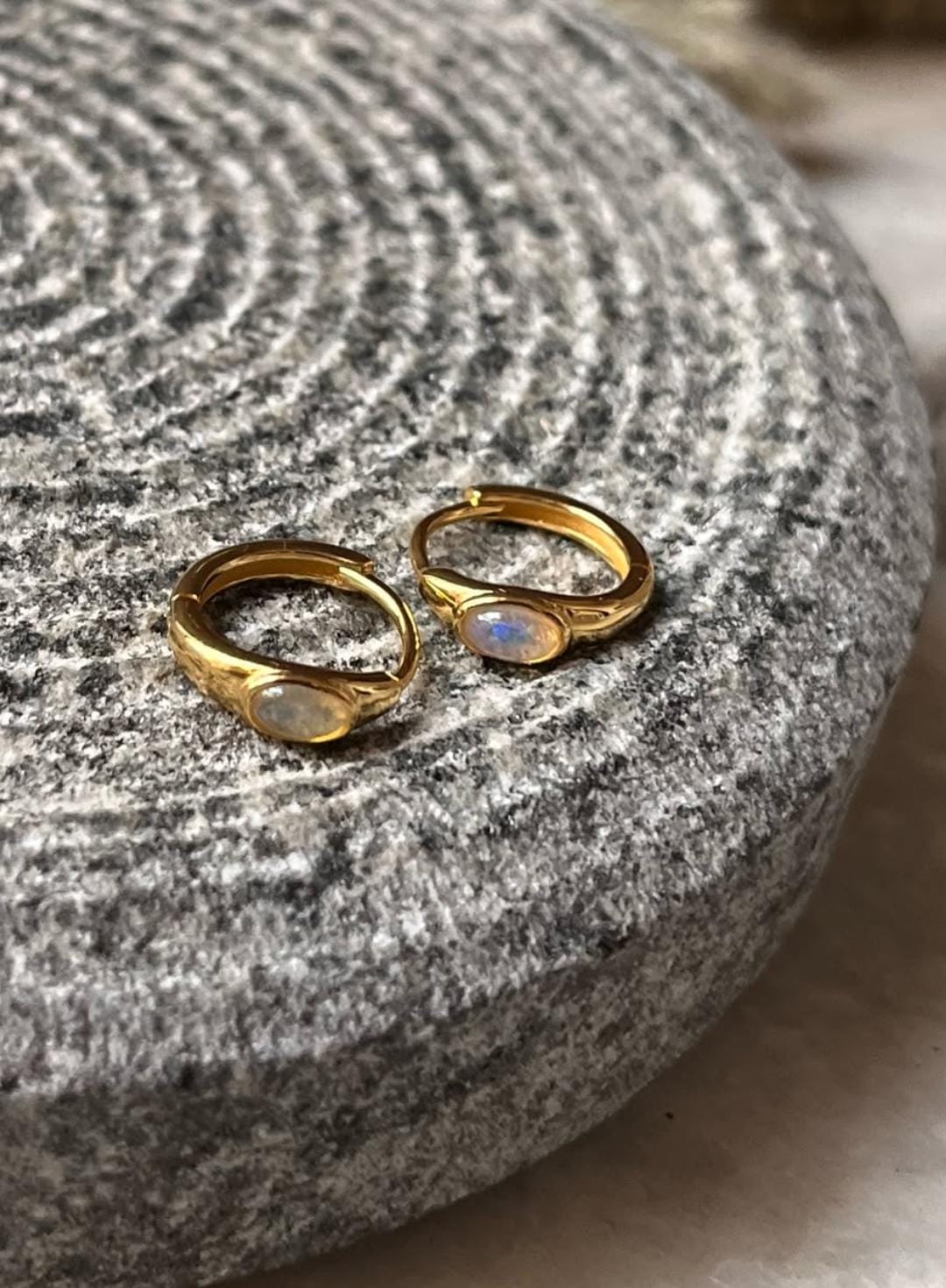 Classic 925 sterling silver gold vermeil Ethiopian opal huggies  