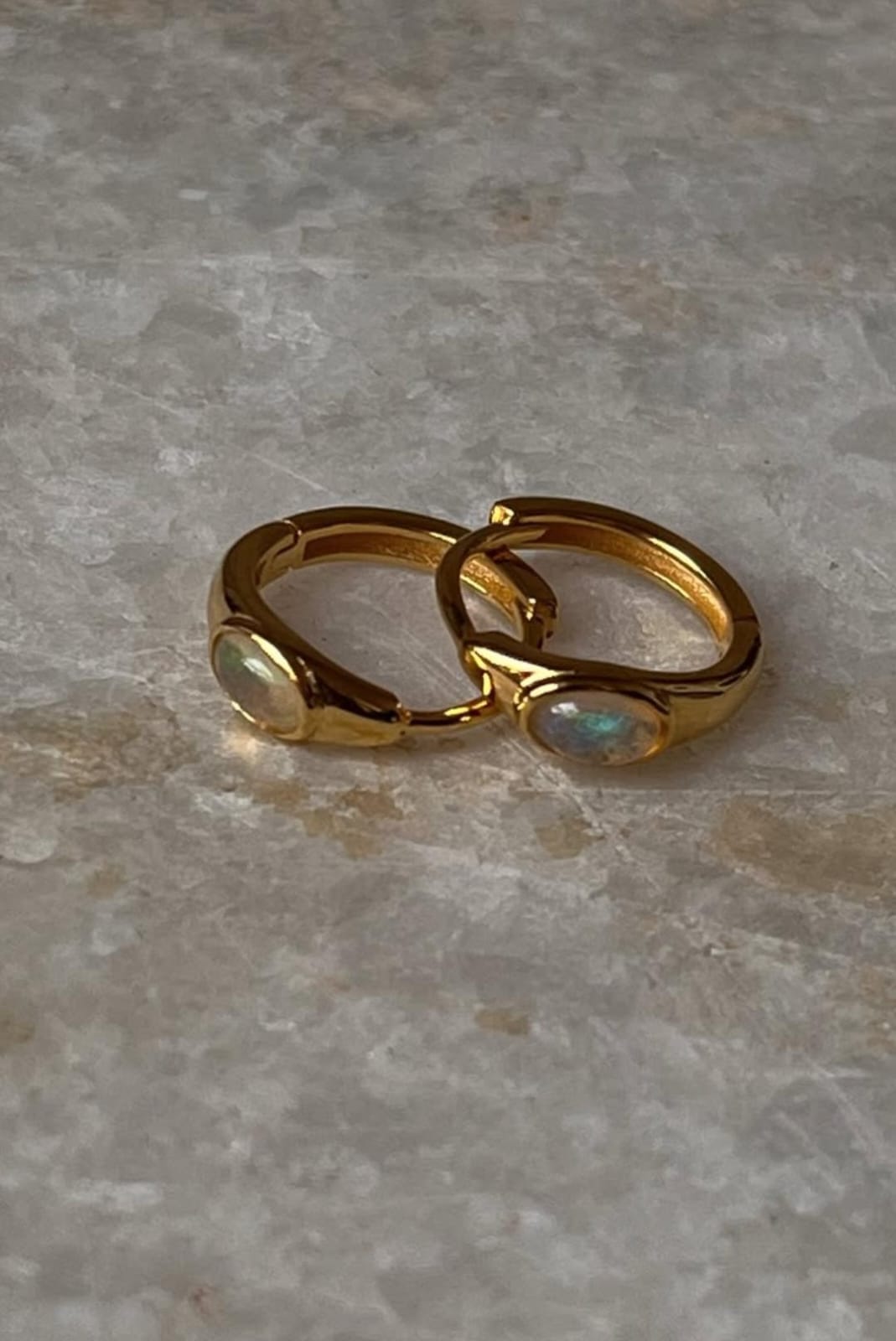 Unique natural Ethiopian opal oval huggie hoop earrings
