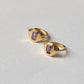 Gold vermeil hoop huggies with purple amethyst gems  