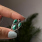 Malachite 3 Stone Statement 925 Sterling Silver Ring