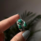 Malachite 3 Stone Statement 925 Sterling Silver Ring