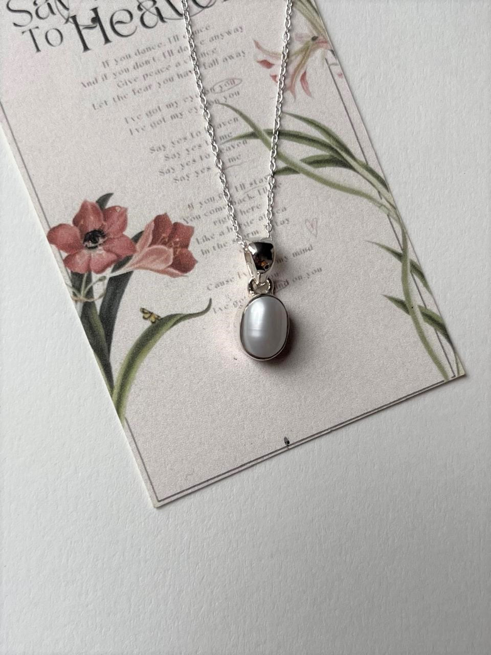 Fresh Water Pearl Oval 925 Sterling Silver Unisex Pendant