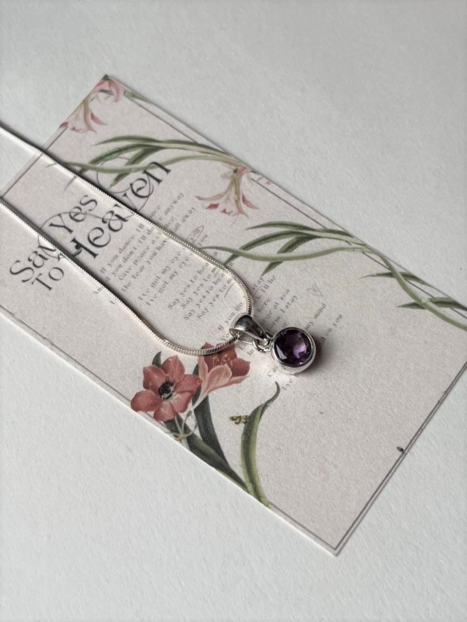 Amethyst Round Cut 925 Sterling Silver Pendant