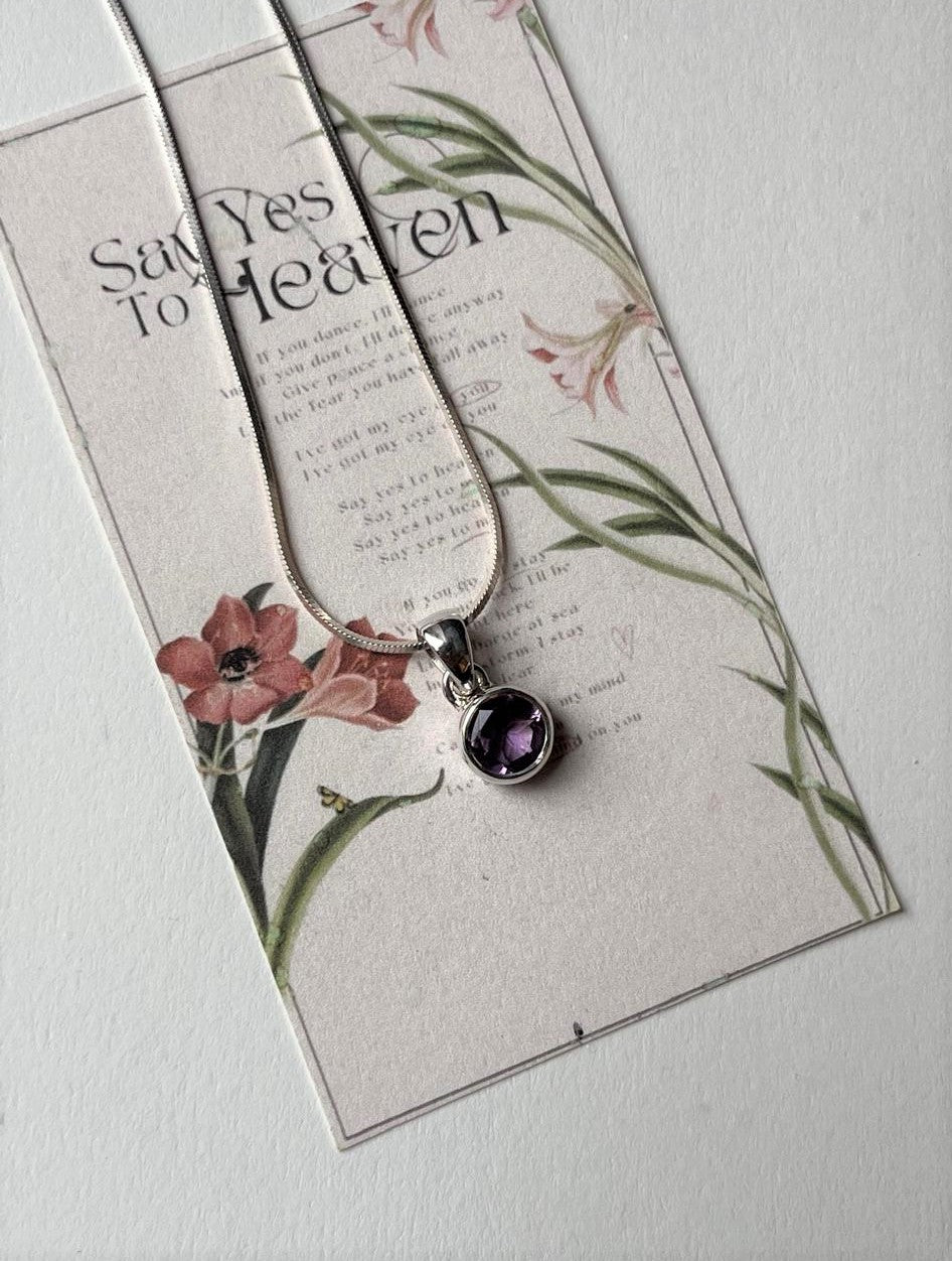 Amethyst Round Cut 925 Sterling Silver Pendant