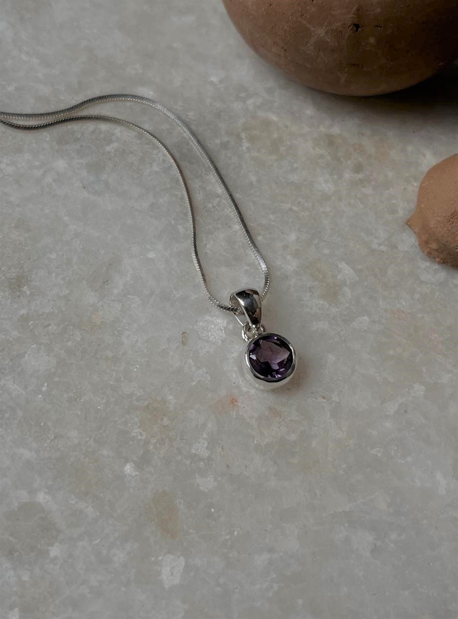 Amethyst Round Cut 925 Sterling Silver Pendant