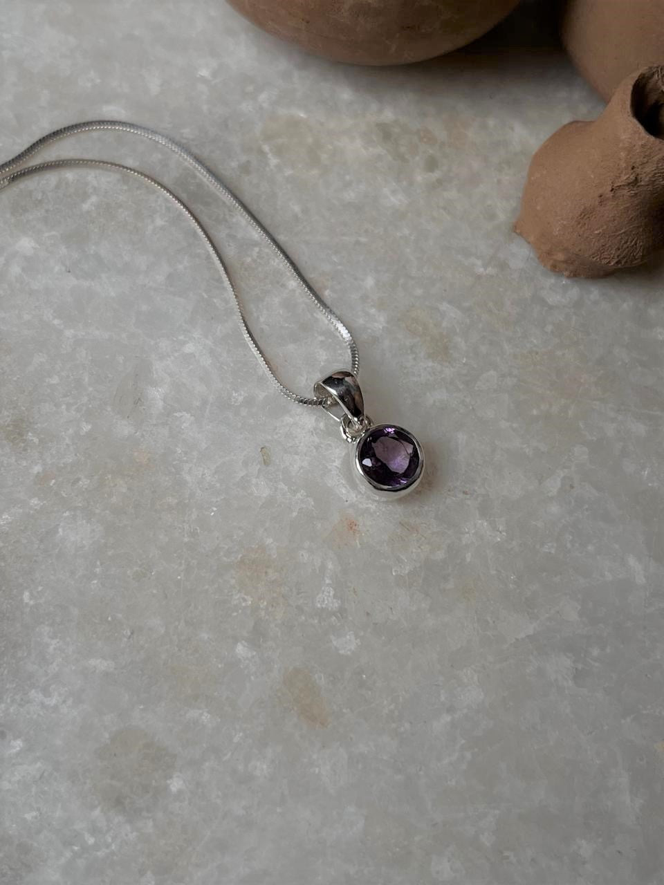 Amethyst Round Cut 925 Sterling Silver Pendant