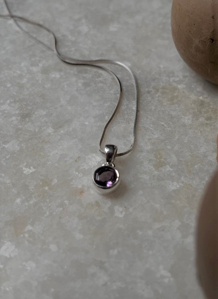 Amethyst Round Cut 925 Sterling Silver Pendant