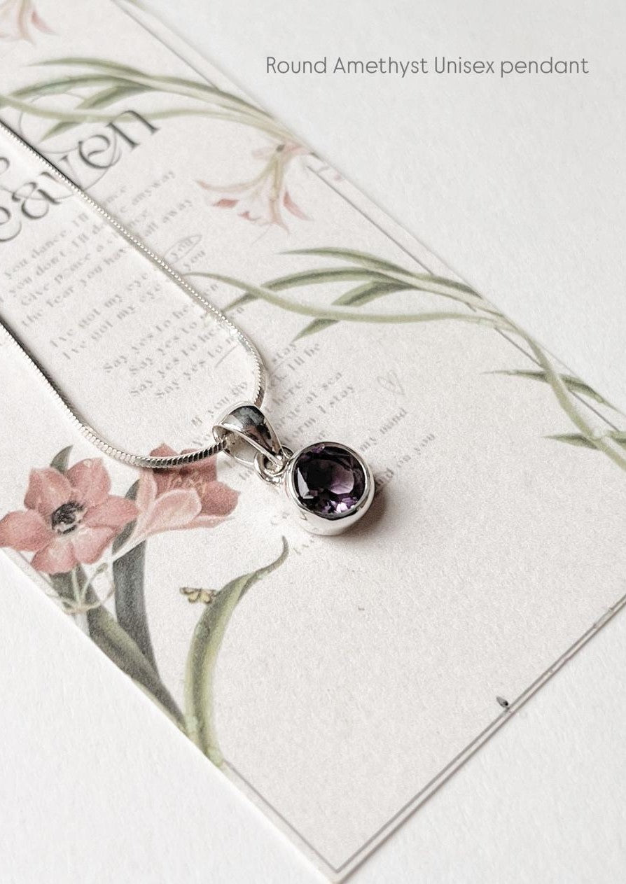 Amethyst Round Cut 925 Sterling Silver Pendant