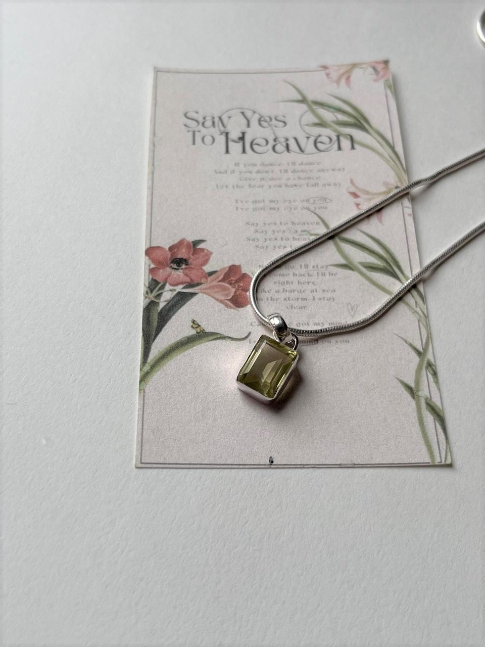 Handcrafted Sterling Silver Pendant with Lemon Quartz Rectangle
