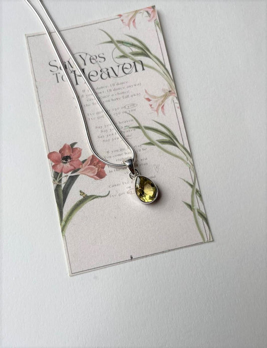 Lemon Quartz Pear Shaped Pendant in 925 Sterling Silver  