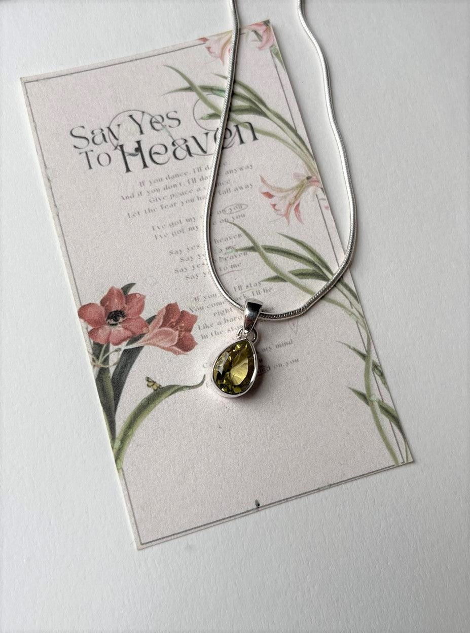 Elegant Lemon Quartz Teardrop Pendant in Silver