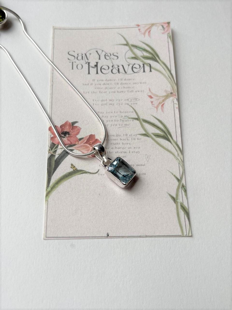 Sky Blue Topaz Rectangular Pendant in Sterling Silver