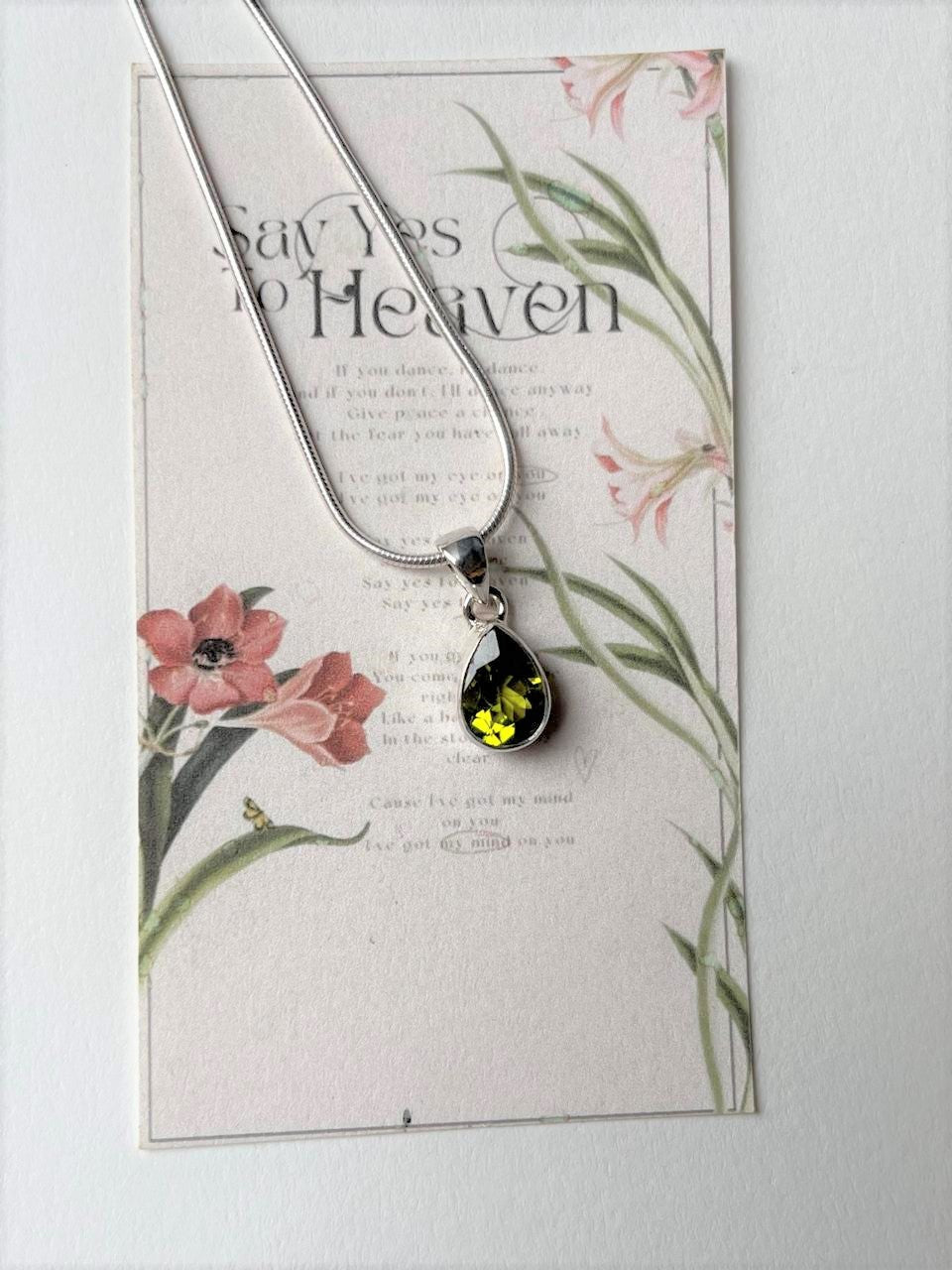 Handcrafted Sterling Silver Pendant with Pear-Shaped Peridot
