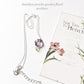 Amethyst Flower and Peridot Charm Silver Necklace  