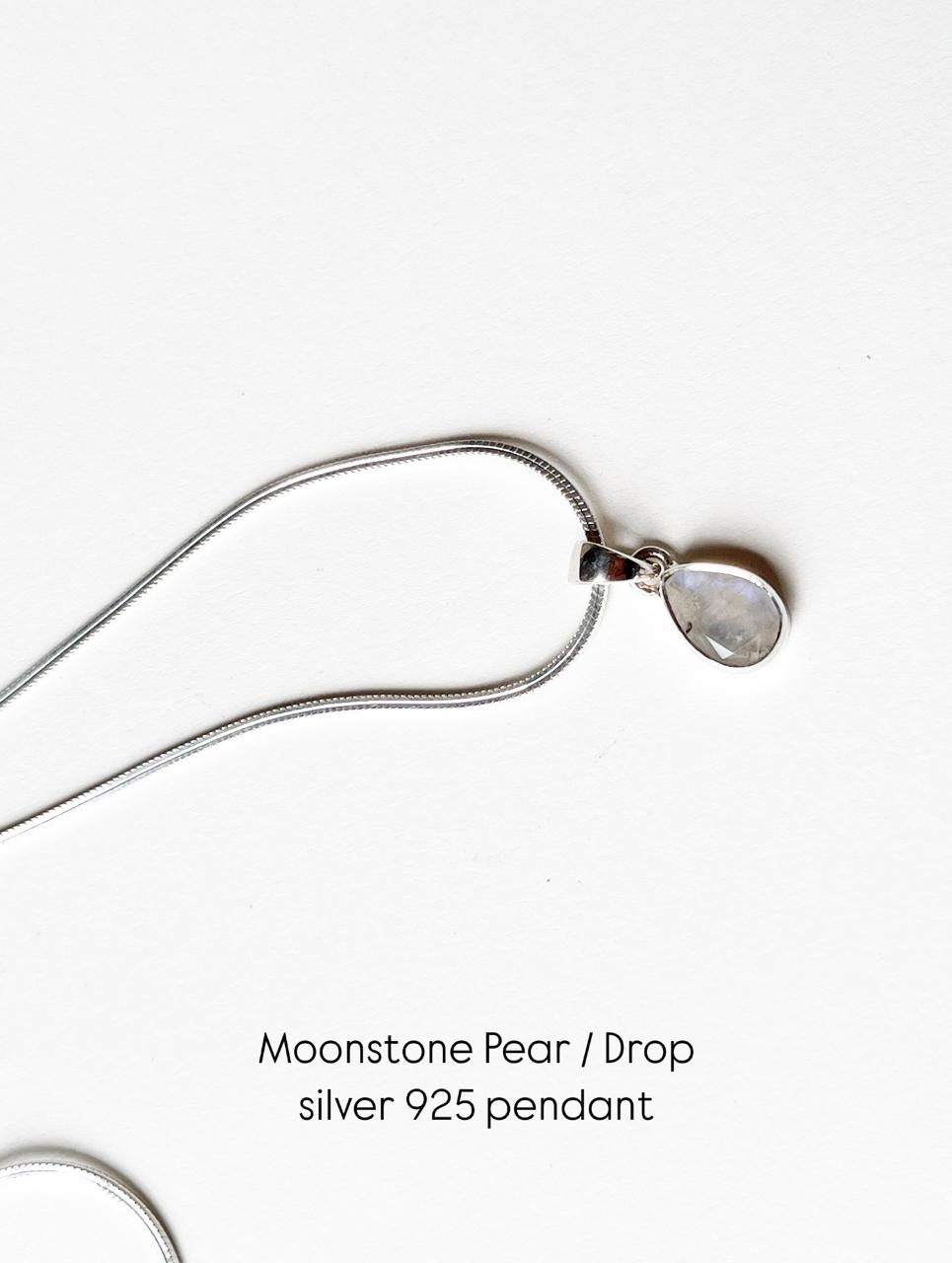 Moonstone Pear Shaped Pendant in 925 Sterling Silver  