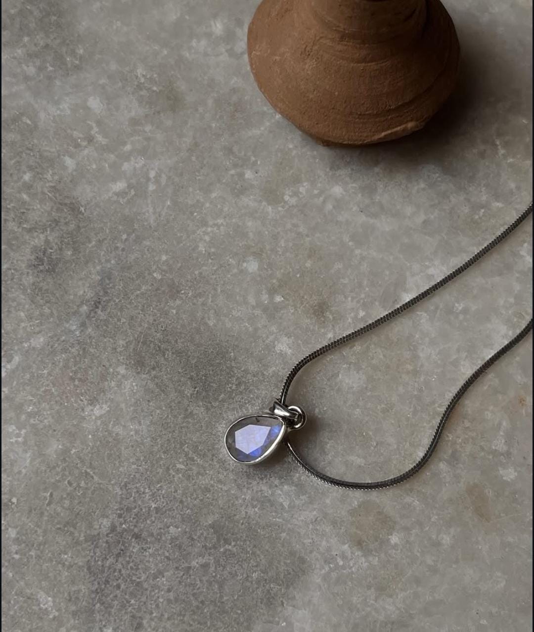 Elegant Moonstone Drop Pendant in Sterling Silver