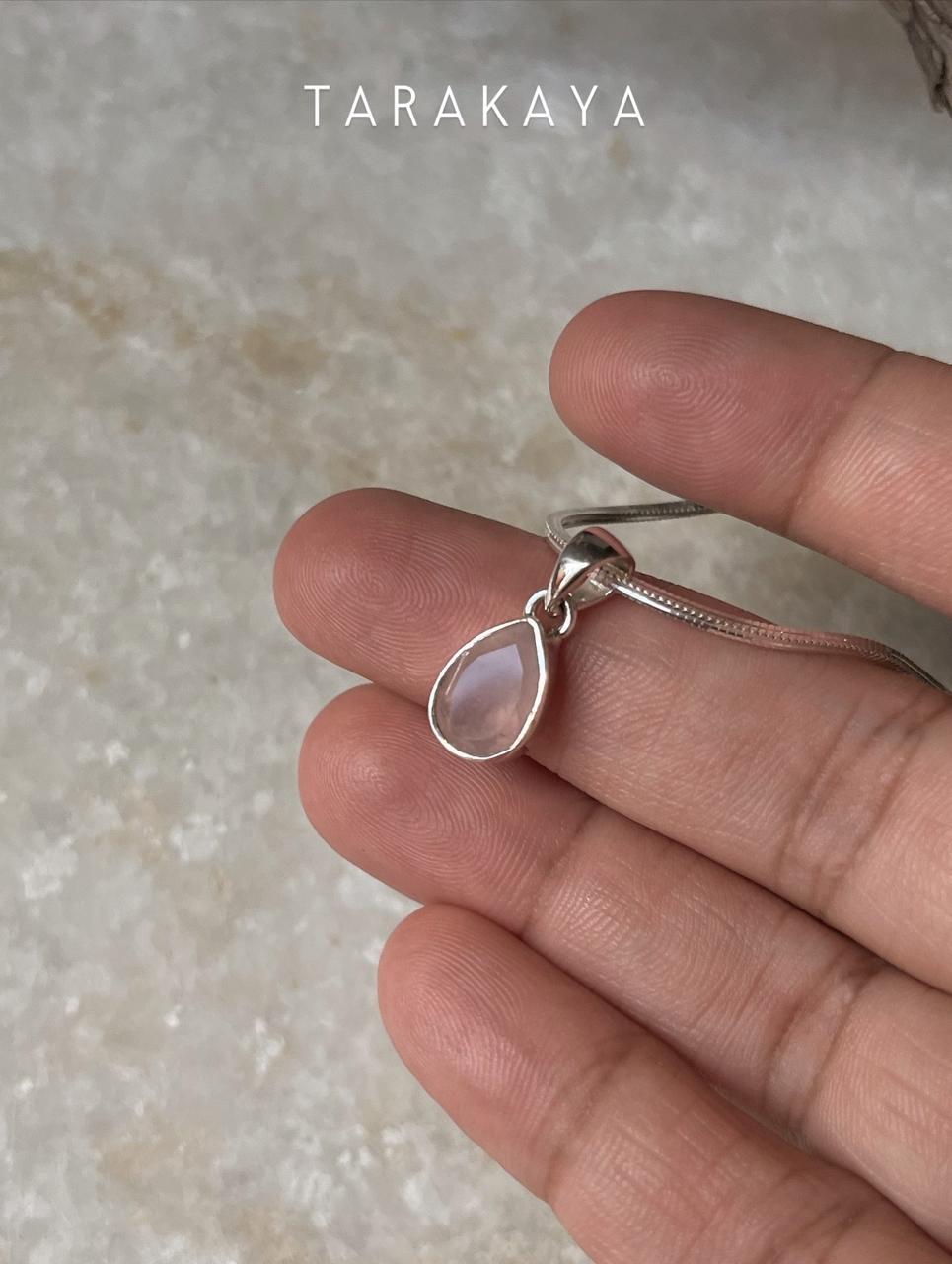 Rose Quartz Pear/ Drop 925 Sterling Silver Unisex Pendant