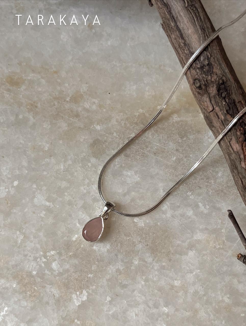 Rose Quartz Pear/ Drop 925 Sterling Silver Unisex Pendant