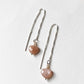 Peach Moonstone Heart Pearl Threader/Sui Dhaga 925 Sterling Silver Earrings