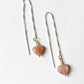 Peach Moonstone Heart Pearl Threader/Sui Dhaga 925 Sterling Silver Earrings