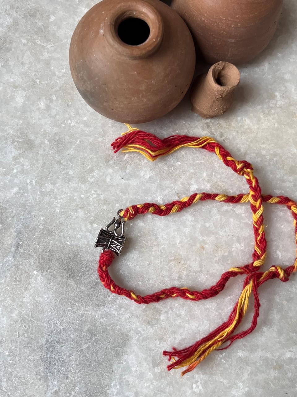 Spiritual Shiva Trishul Damru Rakhi Handcrafted in Sterling Silver  