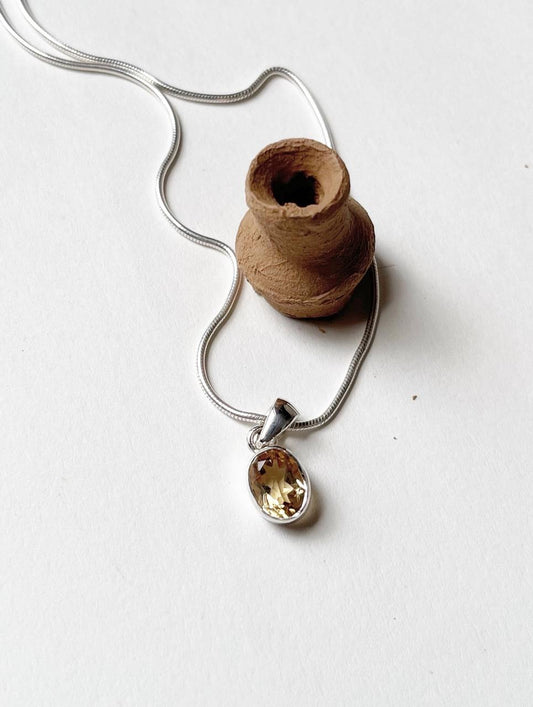 Citrine Oval Cut 925 Sterling Silver Pendant