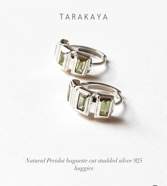 Peridot Huggies 925 Sterling Silver Earrings