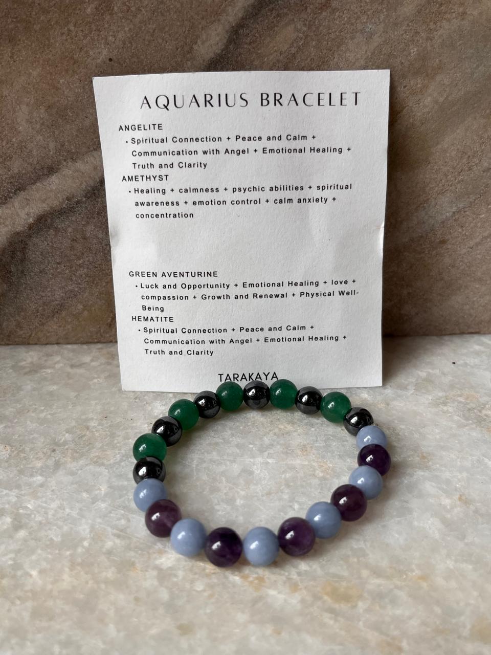 Aquarius birthstone crystal bracelet with 8MM beads  