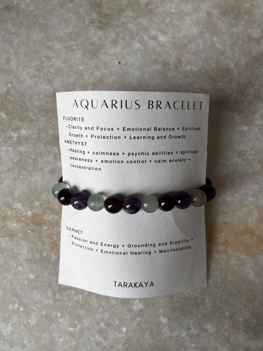 Zodiac Aquarius 2 Crystal Bracelet 8MM