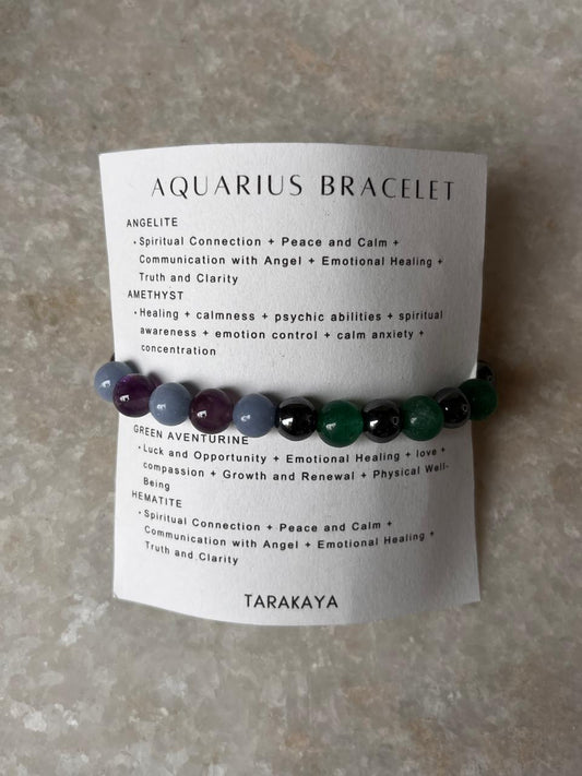 Zodiac Aquarius 1 Crystal Bracelet 8MM close-up  