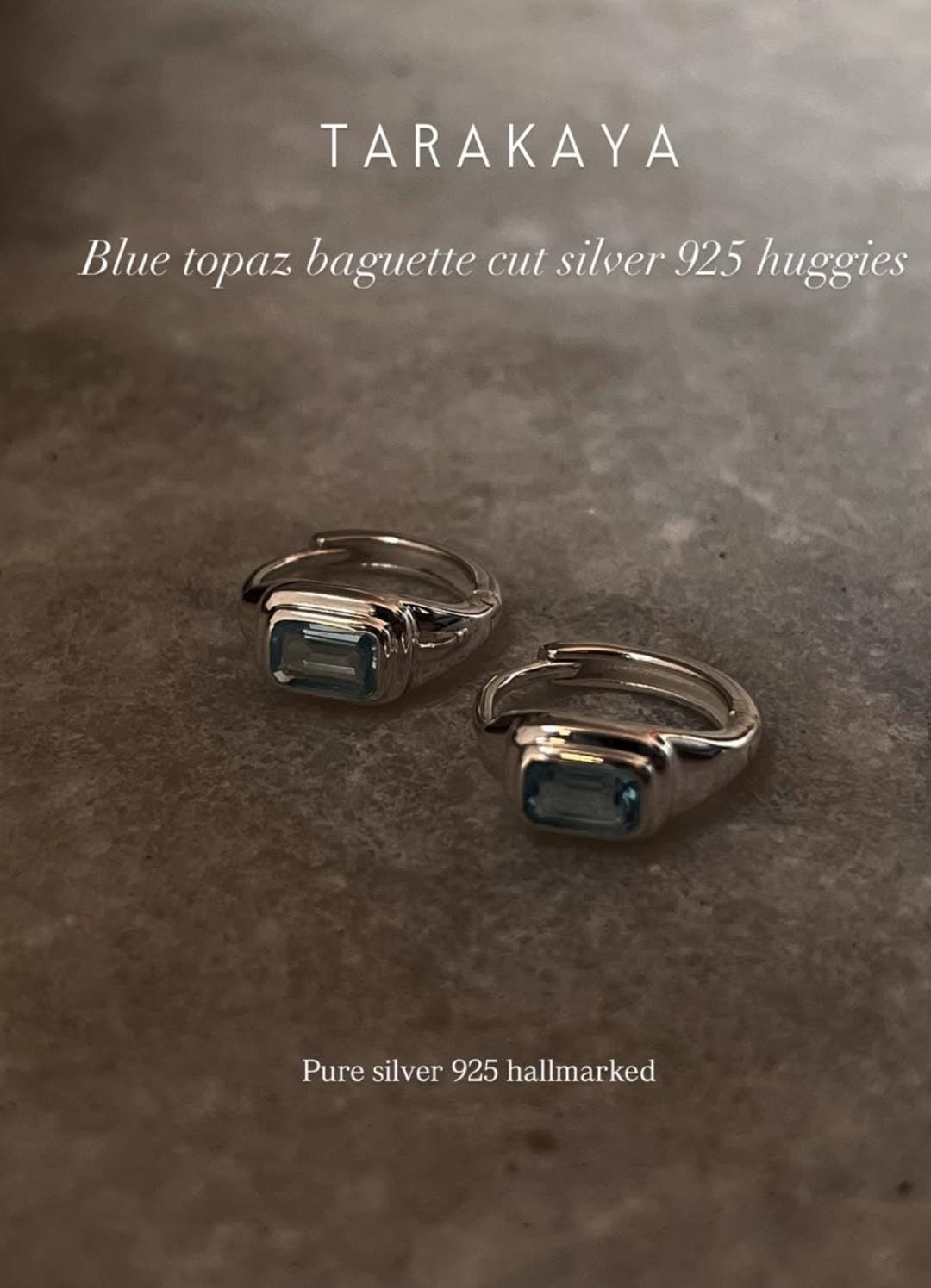 Blue Topaz Huggies 925 Sterling Silver Earrings