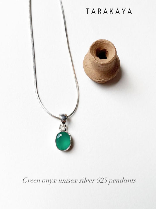Green Onyx Oval Cut 925 Sterling Silver Pendant